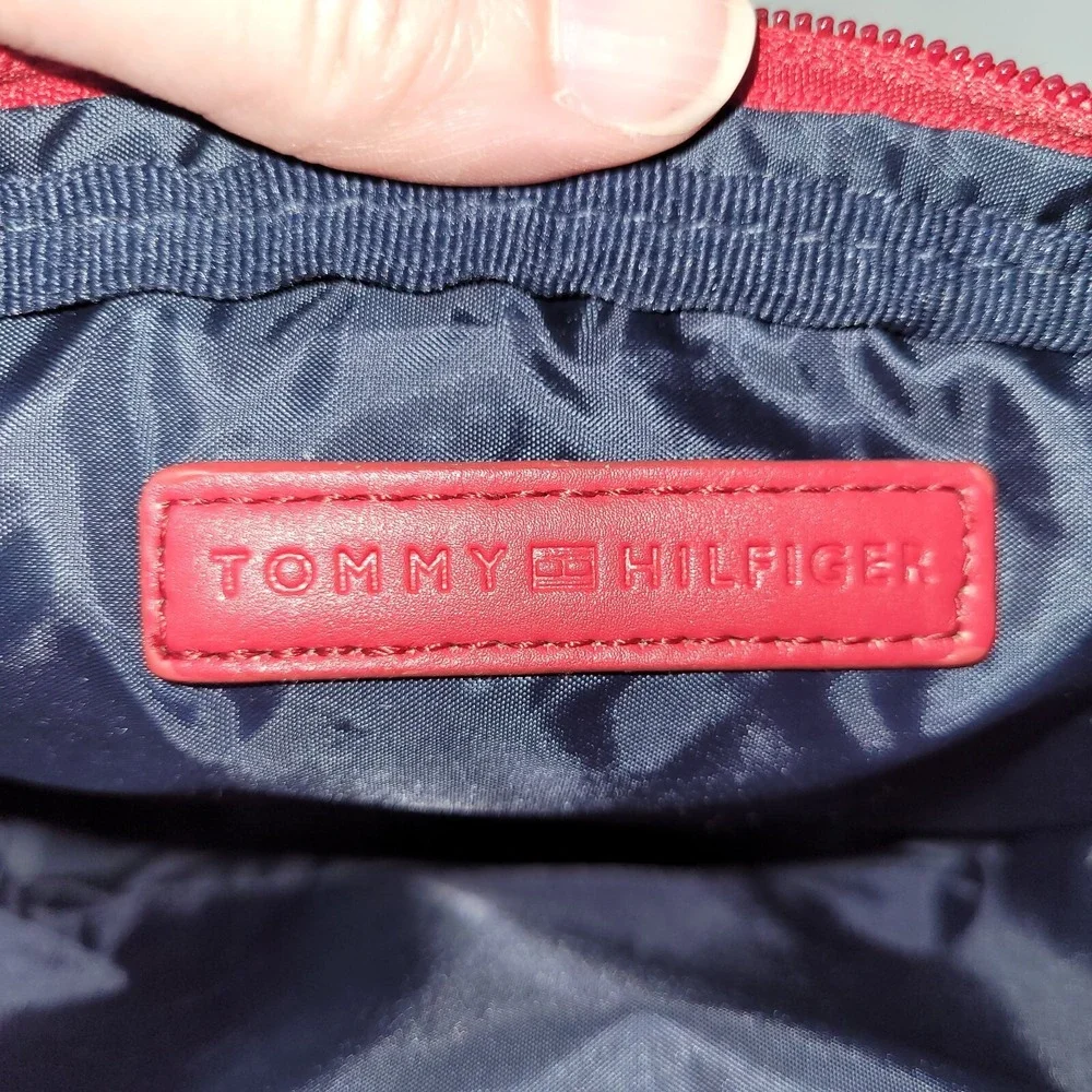 Tommy Hilfiger Red Cosmetic Bag Toiletry Travel Pouch Organizer Zipper